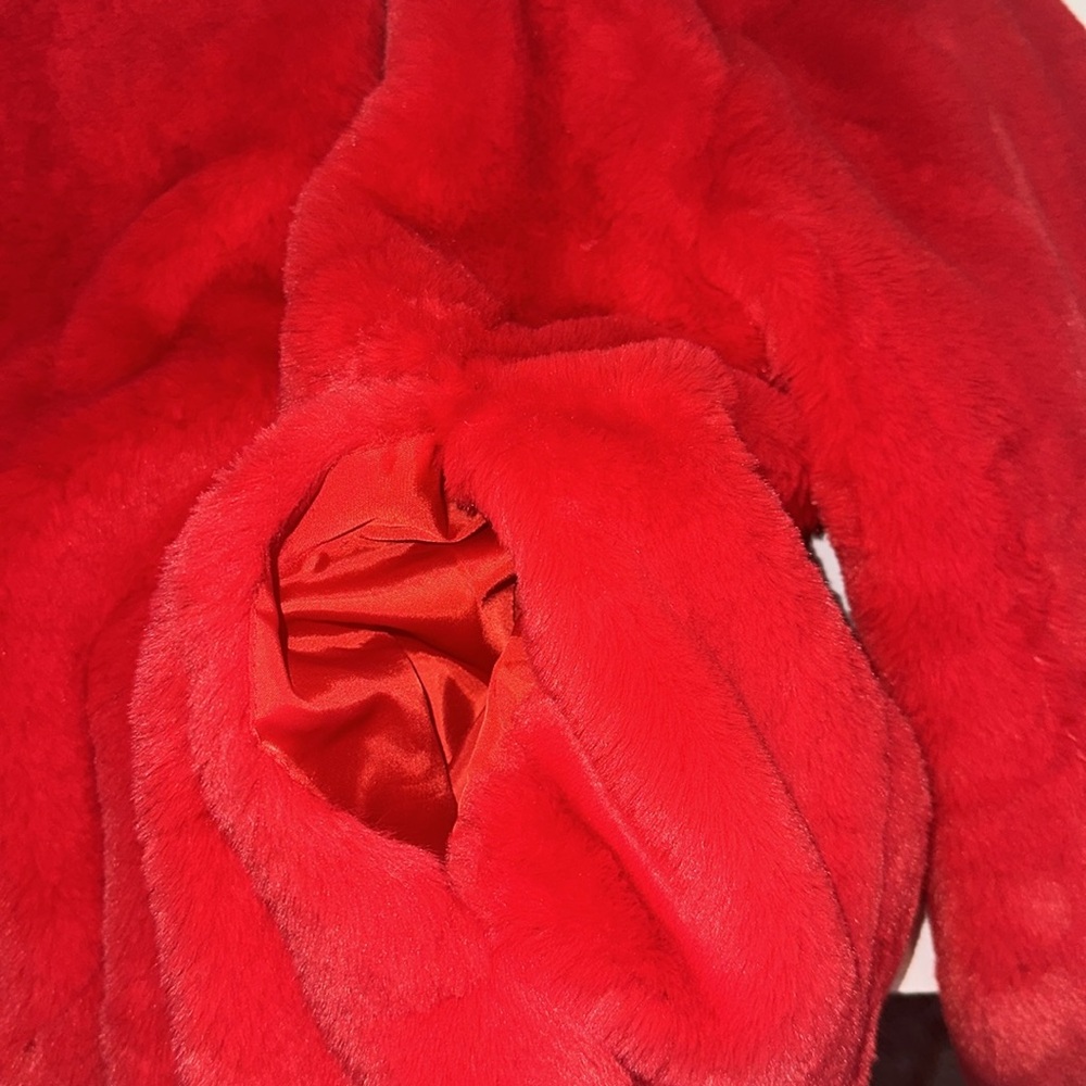 Bagatelle NYC Red Faux Fur Angle Zip Fuzzy Teddy Jacket Women’s Size Large - Picture 10 of 10